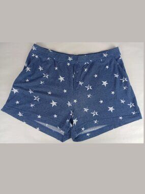 32 Degrees Cool Sleepwear Women XL Blue White Stars Elastic Waist Pockets Shorts